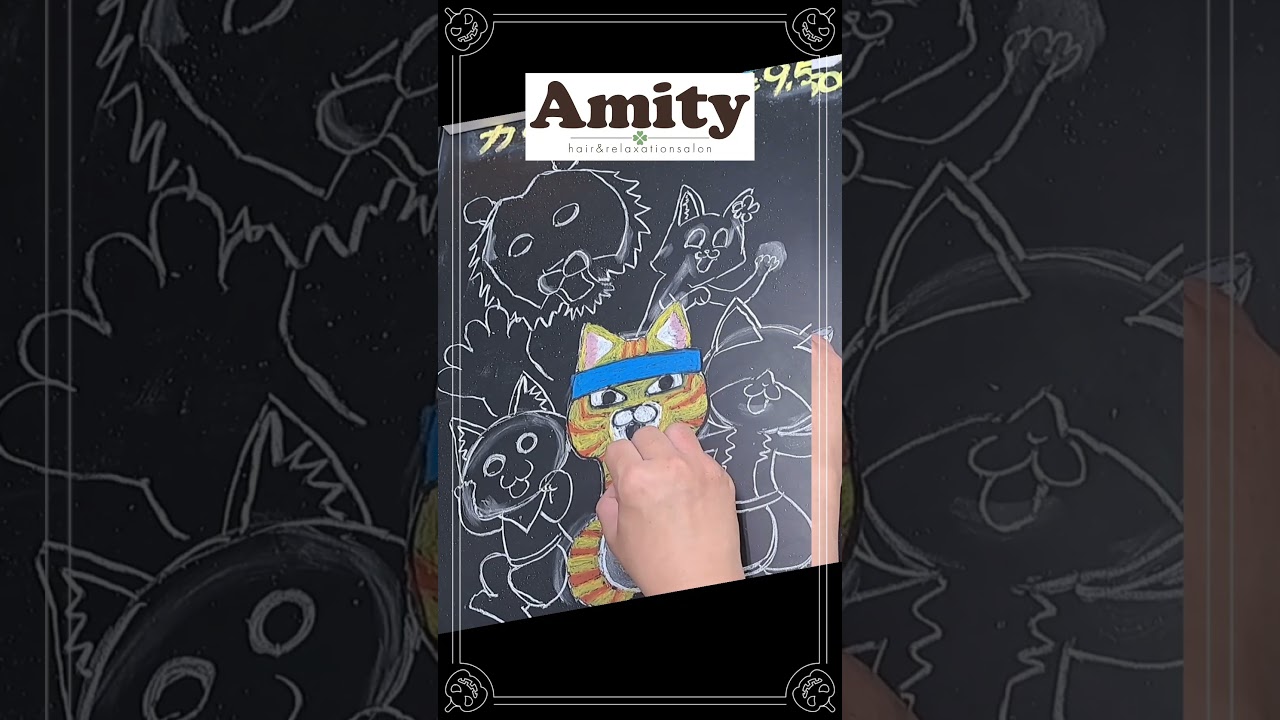 【黒板チョークアート】11月の看板『ラーメン赤猫』描いてみた🎵#shorts #高円寺美容室 #イラスト #チョークアート #人気アニメ
