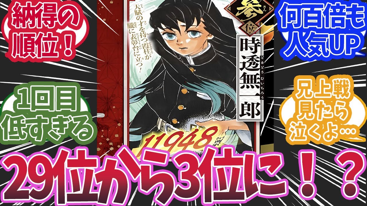 時透無一郎が人気投票で29位から3位にまで急上昇したと知った時の読者の反応集【鬼滅の刃 反応集】【柱 反応集】