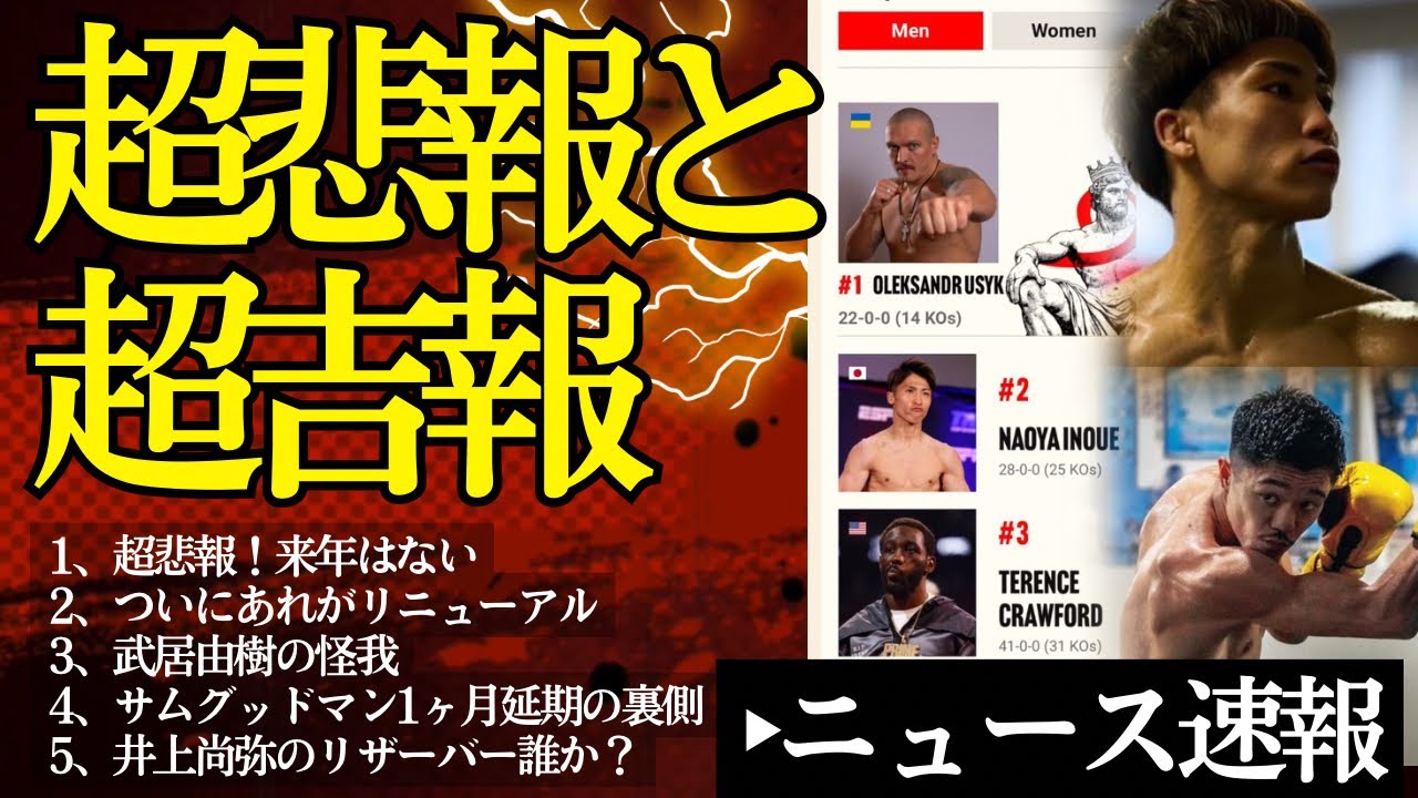【超悲報😭】と【超吉報👍】井上尚弥の試合とリング誌リニューアル等5つのボクシングニュース12/19