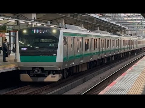 赤羽駅でE233系7000番台 りんかい線直通 各停新木場行が到着して発車するシーン