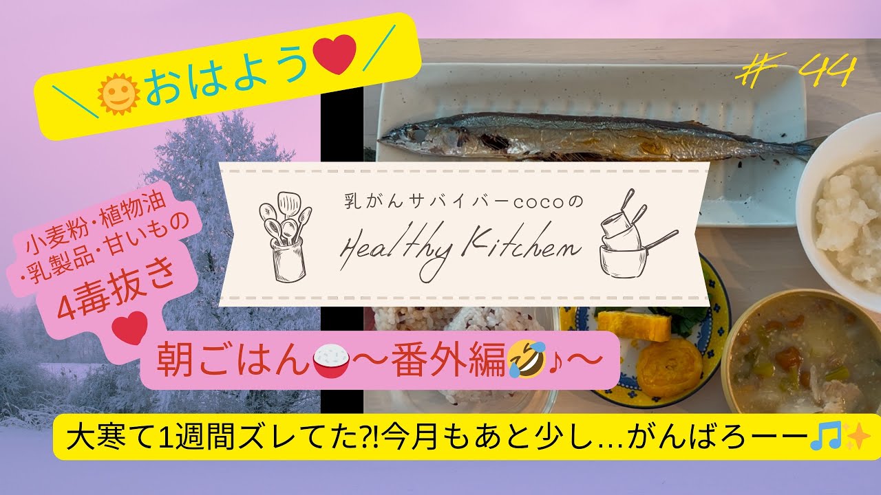 乳がん患者cocoの体に優しい食事🍽️4毒抜き♡朝ごはん〜番外編〜#44 #グルテンフリー #和食 #魚