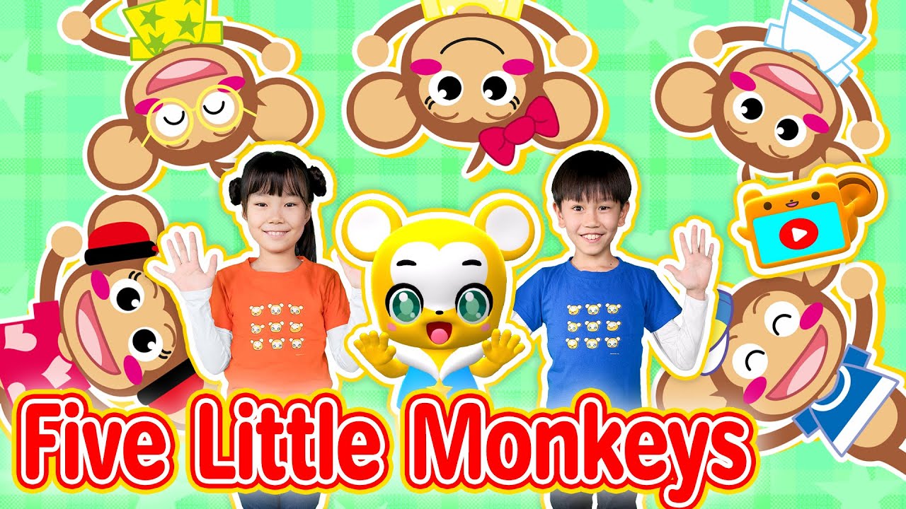 【うた＆ダンス】【英語】Five Little Monkeys＜振り付き＞こども・童謡・手遊び・キッズ・ダンスapanese Children's Song, Nursery Rhymes
