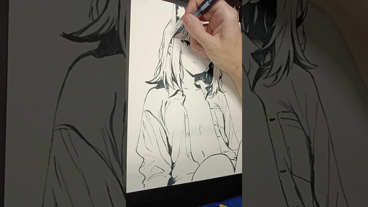 Shiroko (Blue Archive), Ink Sketch Timelapse #drawing #anime #art #fanart #sketch #illustration