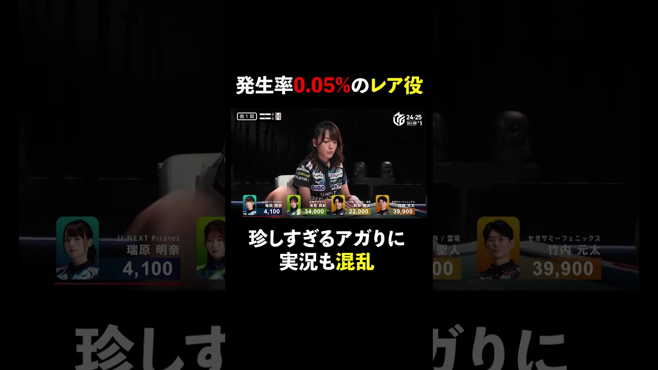 【激レア役】役満級の珍しさ！ なかなか見ないアガリに実況も思わず大混乱😵‍💫 #麻雀 #Mリーグ #shorts #竹内元太