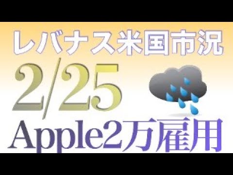 Apple、2万人追加雇用へ（2月25日）レバナス米国市況10分解説/コメント返し （レバナス FANG+ Top20 TECL SOXL WEBL Bitcoin TMF）