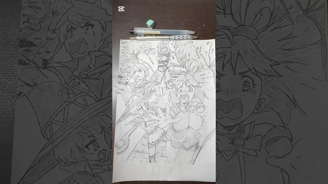 【アナログアニメ2弾】この素晴らしき世界に祝福を！3時間30分で書いてみた#このすば #アニメ #イラスト #かいてみた #shorts #アナログイラスト