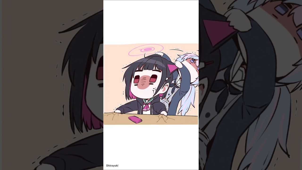 Reisa pulling Kazusa's ears into fox 🦊 #ブルーアーカイブ #ブルアカ #bluearchive #bluearchivememe #kazusa