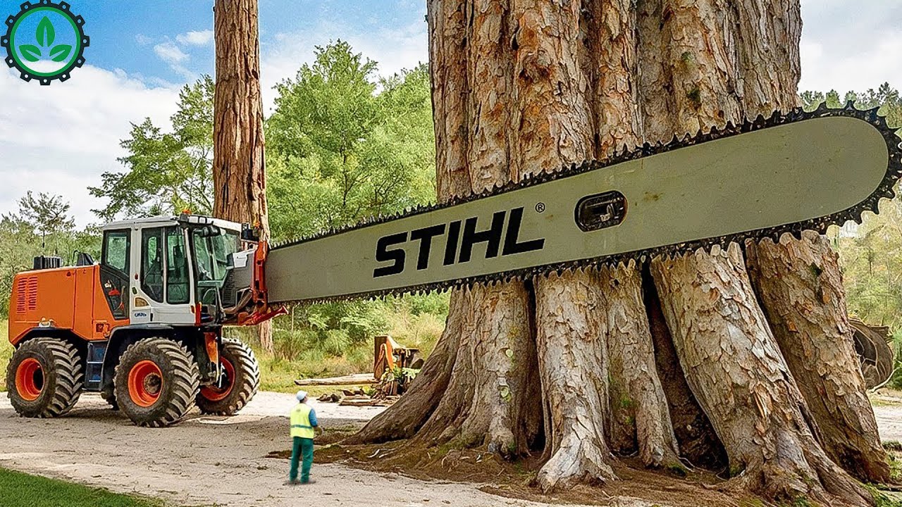 危険な最速チェーンソーによる木を切る機械のスキル｜モンスター切り株除去掘削機 #5