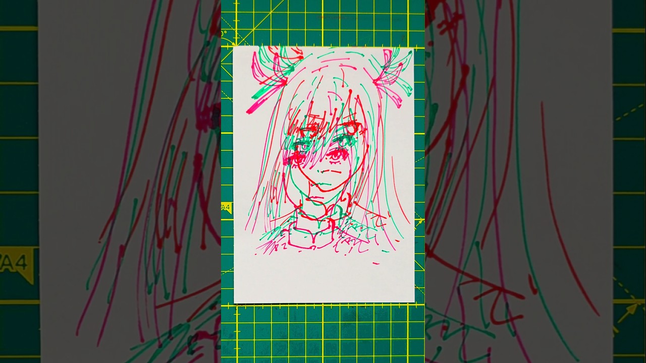 【戦隊大失格】3本の蛍光ペンで翡翠かのんを再現します！#戦隊大失格 #描き方