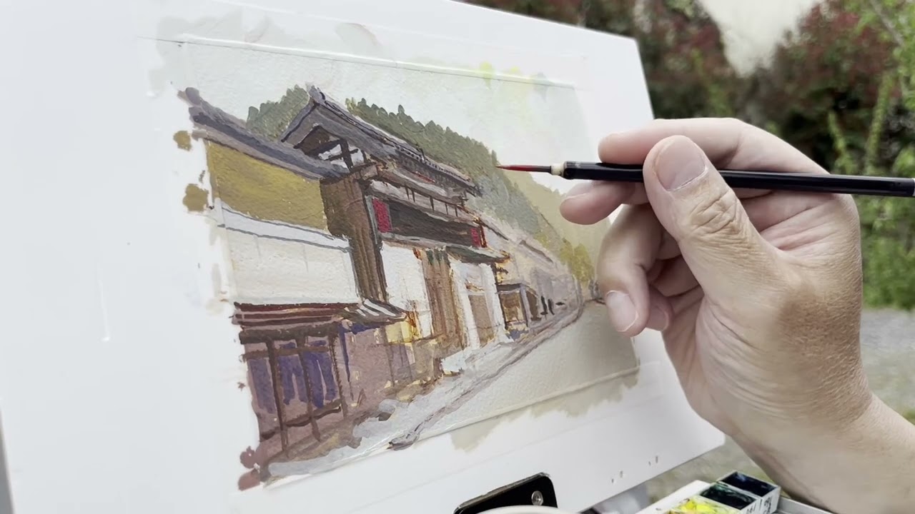 [街道スケッチ] 終末トレインも走った？絹の道秩父街道吾野宿の長屋門（埼玉県景観重要建物）