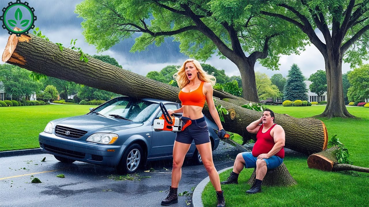 危険な最速チェーンソーによる木を切る機械のスキル | モンスター切り株除去掘削機 #61