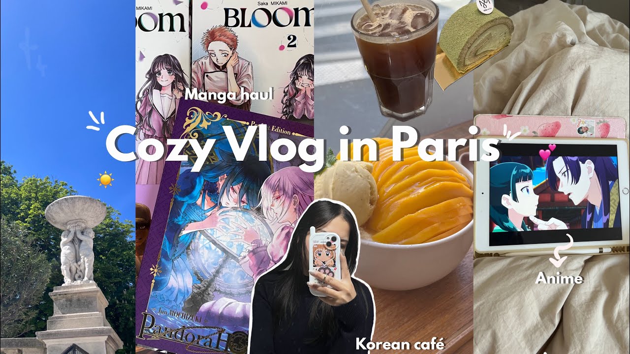 Cozy Day in Paris✨Korean Cafés 🍨 Manga Haul & Anime 🌿| Spring in Paris