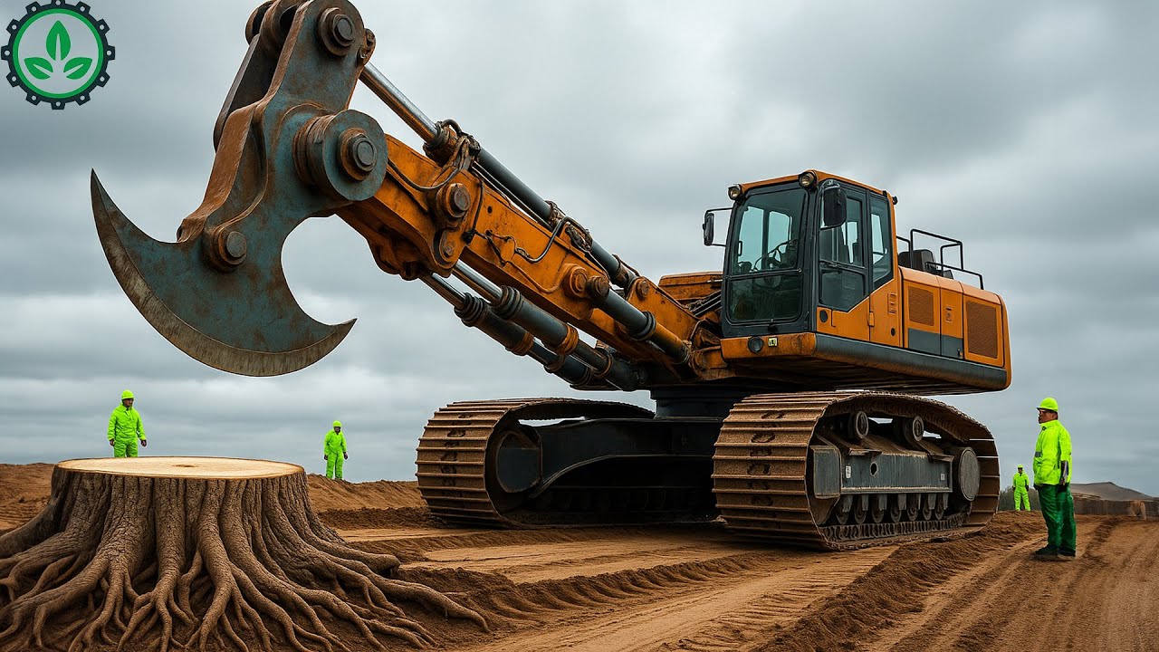 危険な最速チェーンソーによる木を切る機械のスキル | モンスター切り株除去掘削機 #80