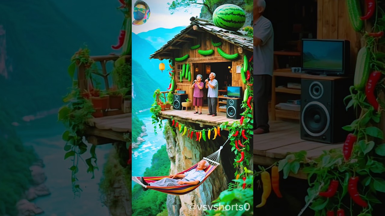 Grandpa and grandma are singing Another grandfather is hanging on a swing