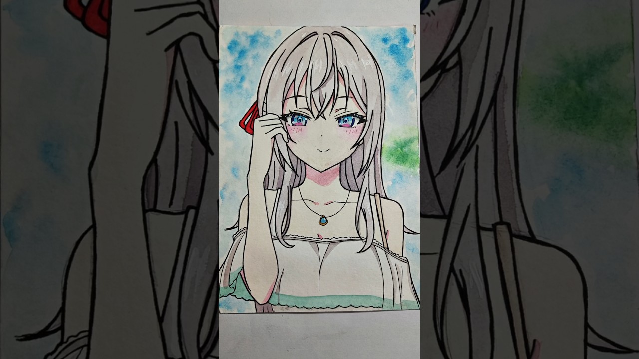 Drawing Alya 💖 sometimes hides her feelings in russian #shorts #アナログイラスト #イラストメイキング#イラストレーター