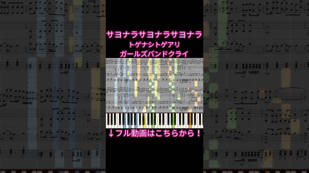 【楽譜あり】サヨナラサヨナラサヨナラ / トゲナシトゲアリ『ガールズバンドクライ』【ピアノアレンジ】 #shorts