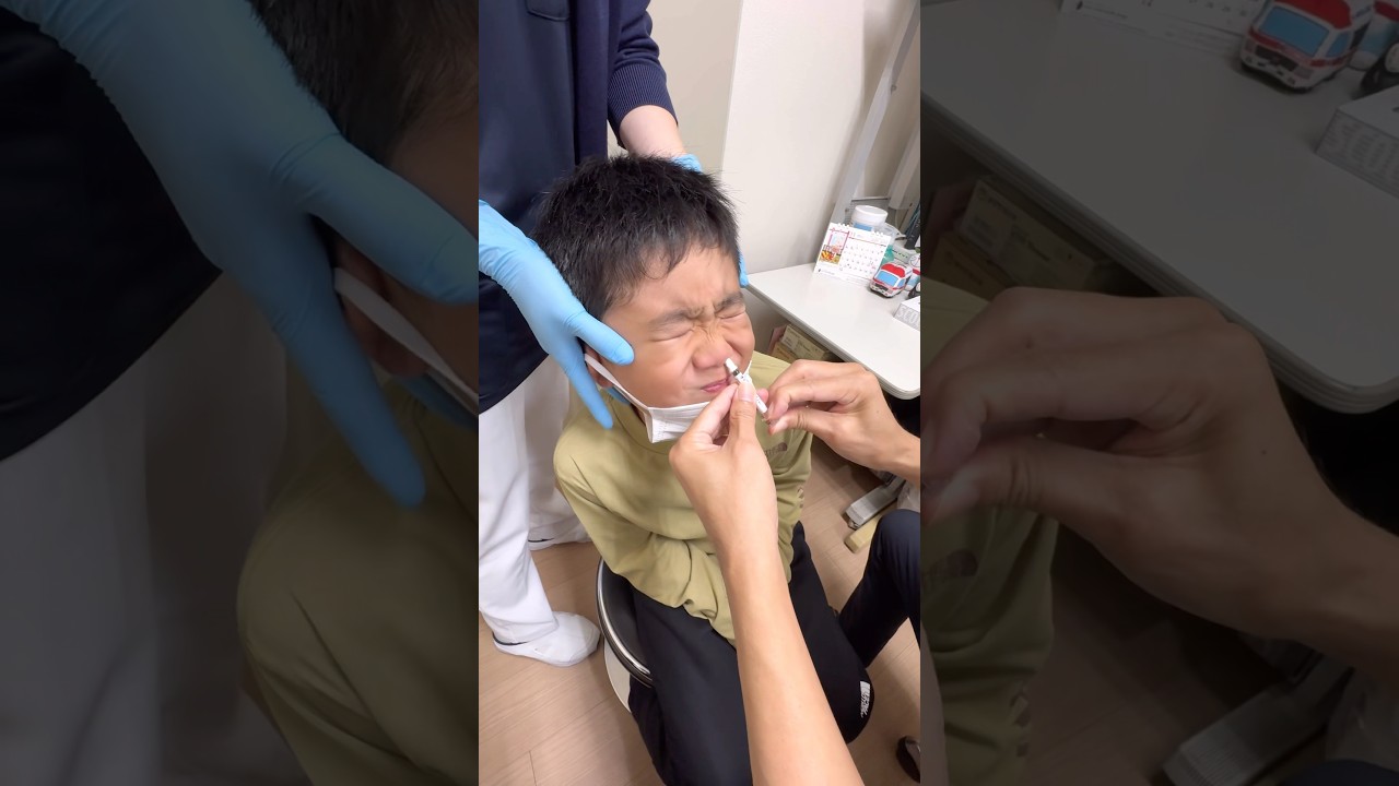 何これ？？鼻注射！新しいインフルエンザ予防接種をするじゅたろうくん