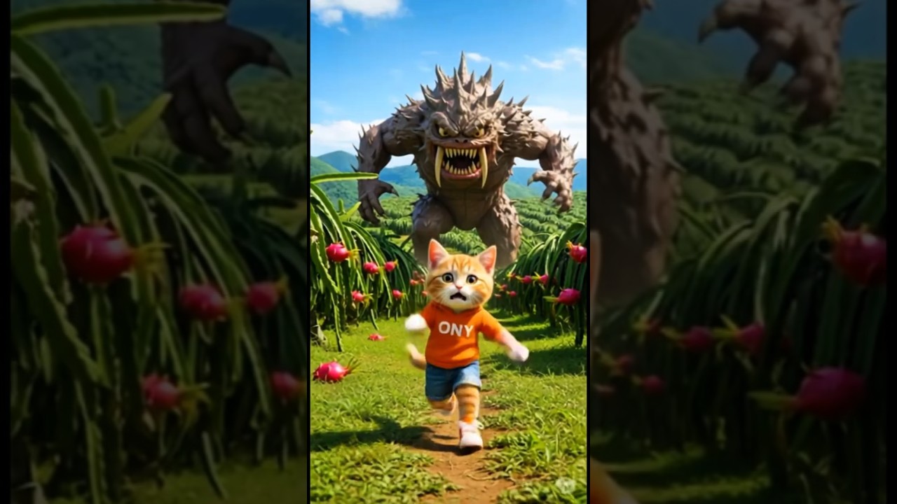 If You're Chased by a Monster, Just Eat the Monster 😁🤣 #cat #shorts #trending #viralvideo