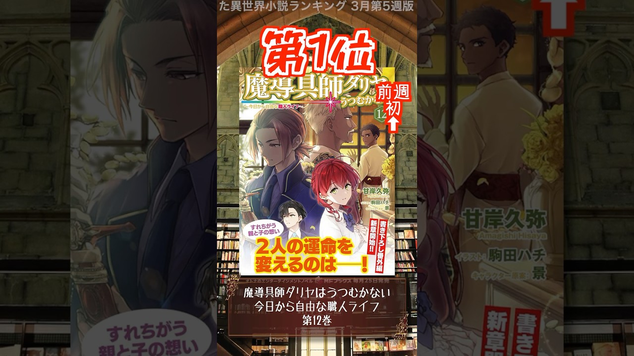 【ラノベ】本屋さんが売った異世界小説ランキング 3月第5週版【新文芸】 #shorts #ラノベ #異世界小説 #異世界漫画