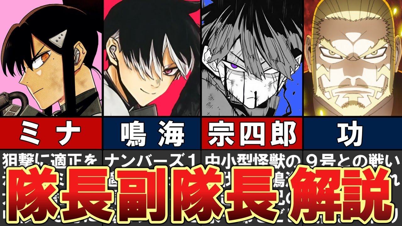 【怪獣8号】隊長、副隊長を部隊別にわかりやすく解説【リメイク】