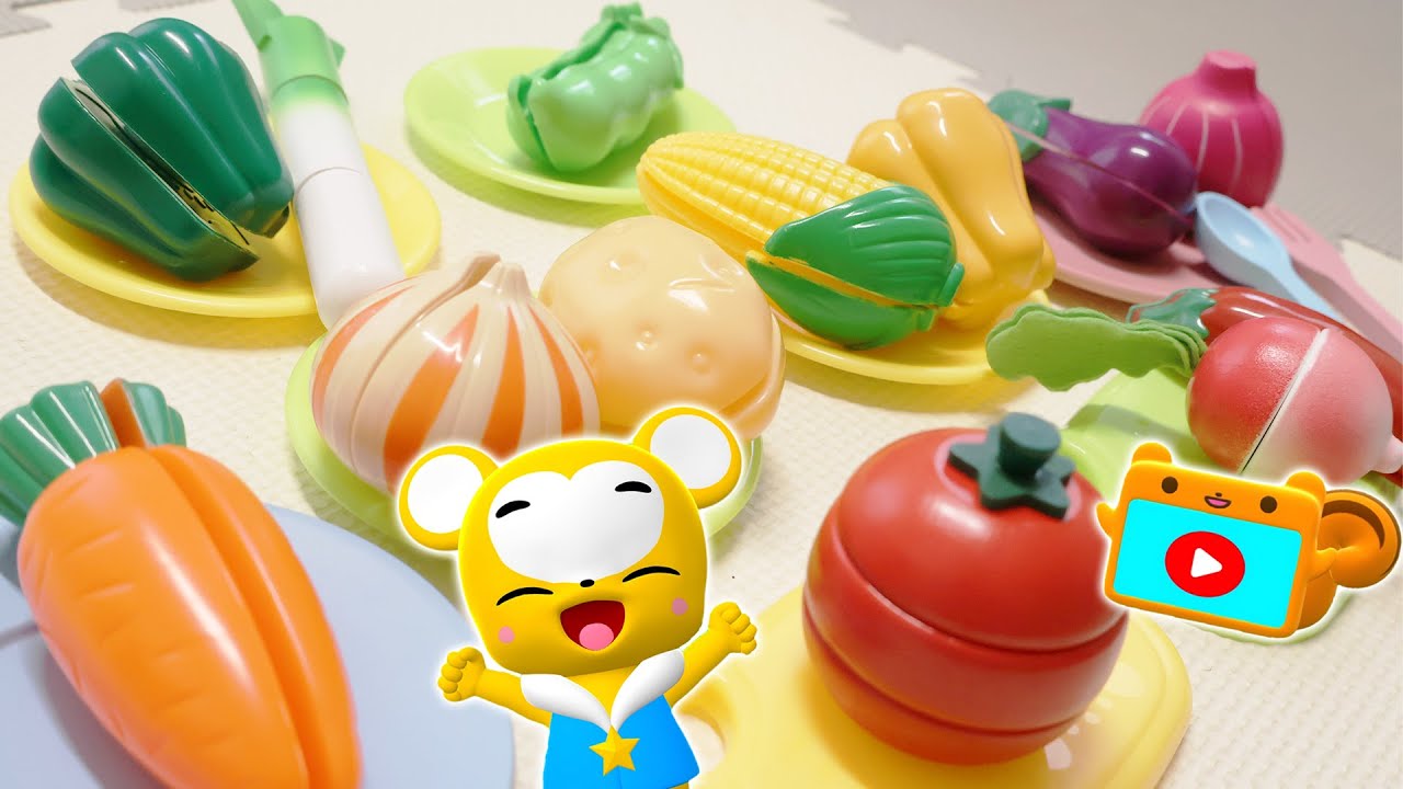 【おままごと】野菜をたくさん切ろう！★おもちゃ★にんじん、なす、ピーマン、じゃがいも、トマト★子供向け知育動画★生活習慣