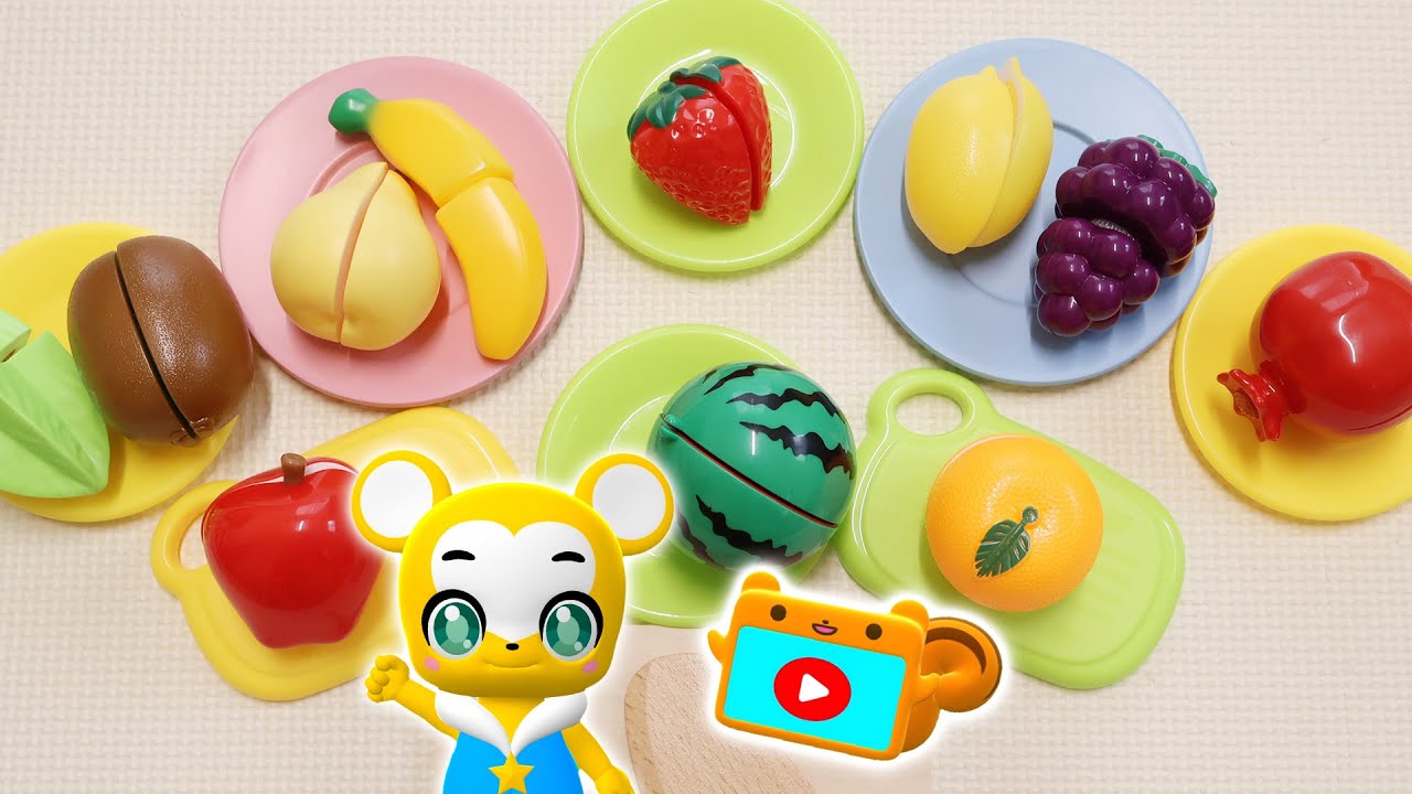 【おままごと】くだものをたくさん切ろう！★おもちゃ★りんご、ぶどう、いちご、バナナ、すいか、みかん★子供向け知育動画★生活習慣