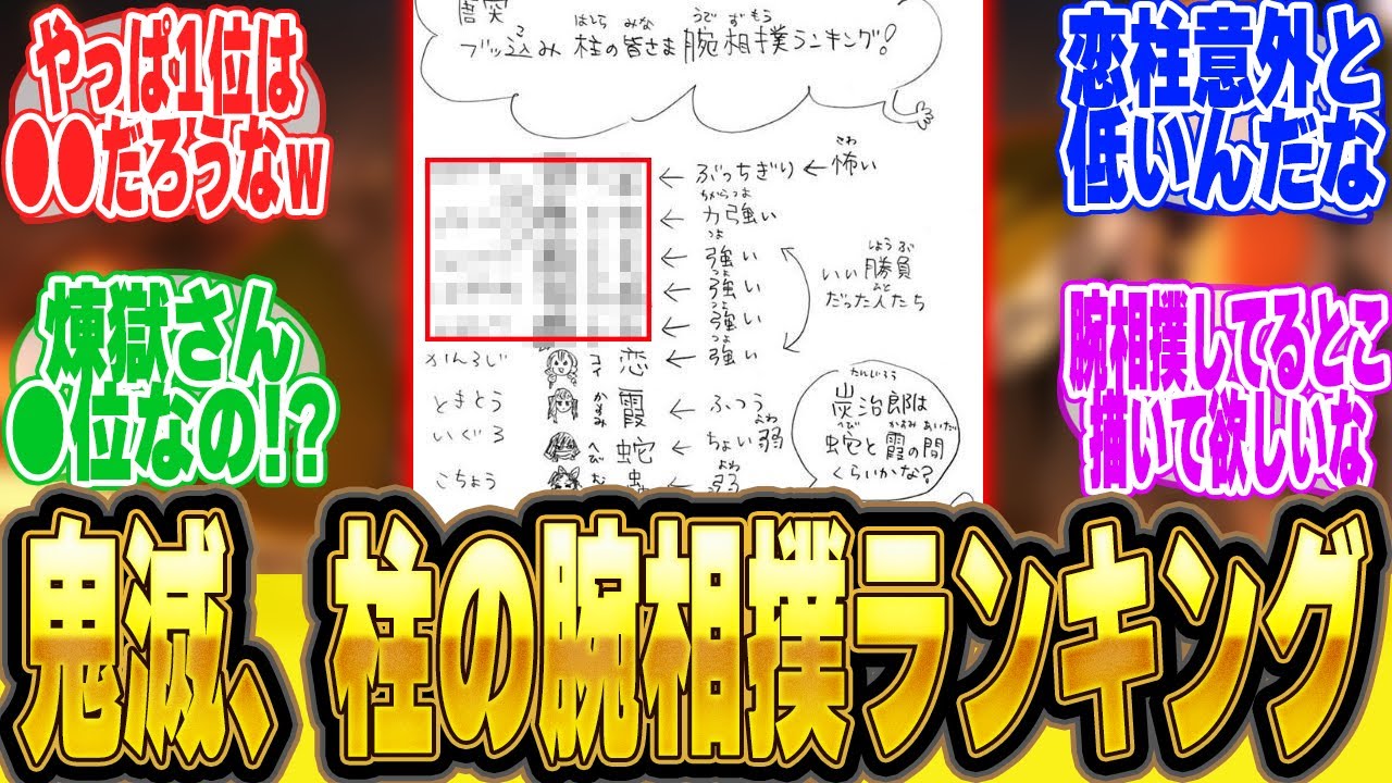 【鬼滅の刃】柱の腕相撲ランキングがこちらｗに対する視聴者達のまとめ【反応集】【アニメ】【漫画】