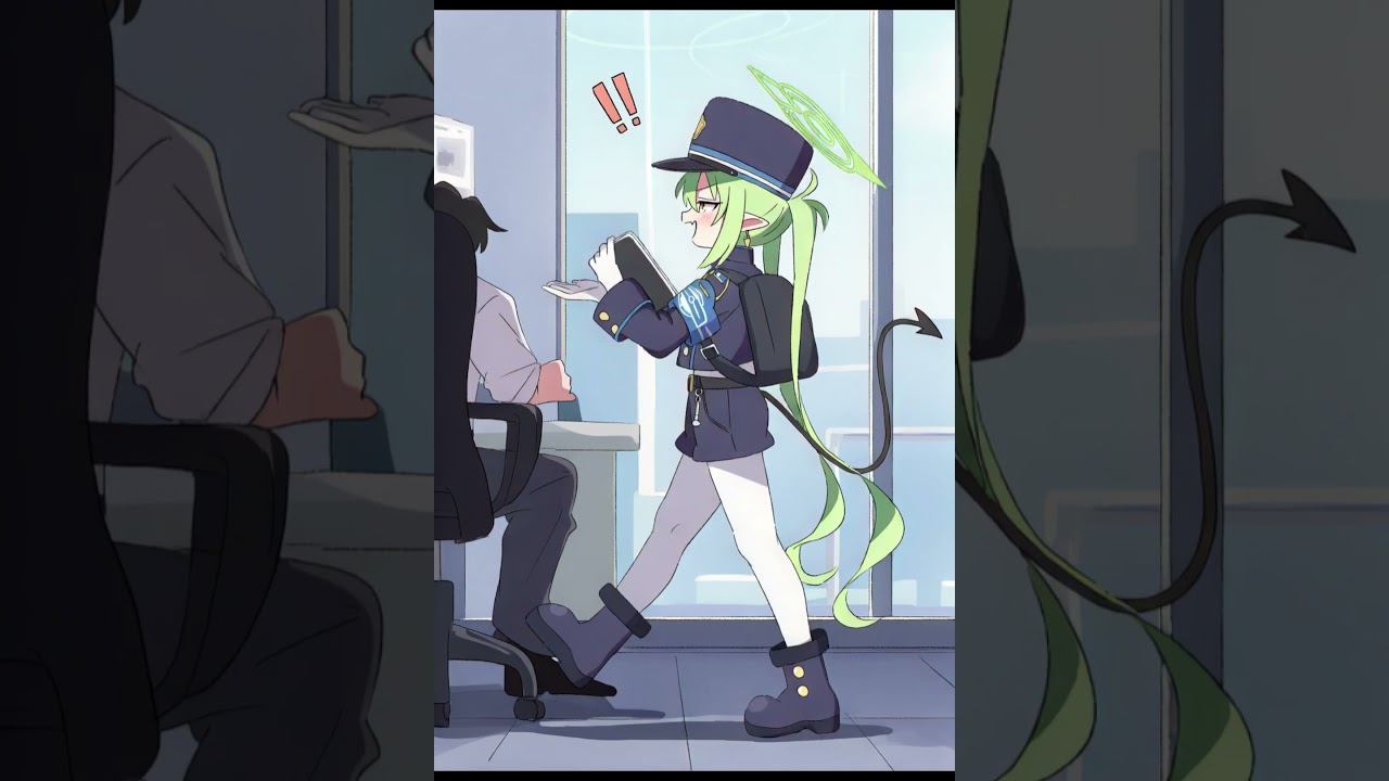 仕事中の先生の膝に座るノゾミ  #ブルアカ #anime #bluearchive