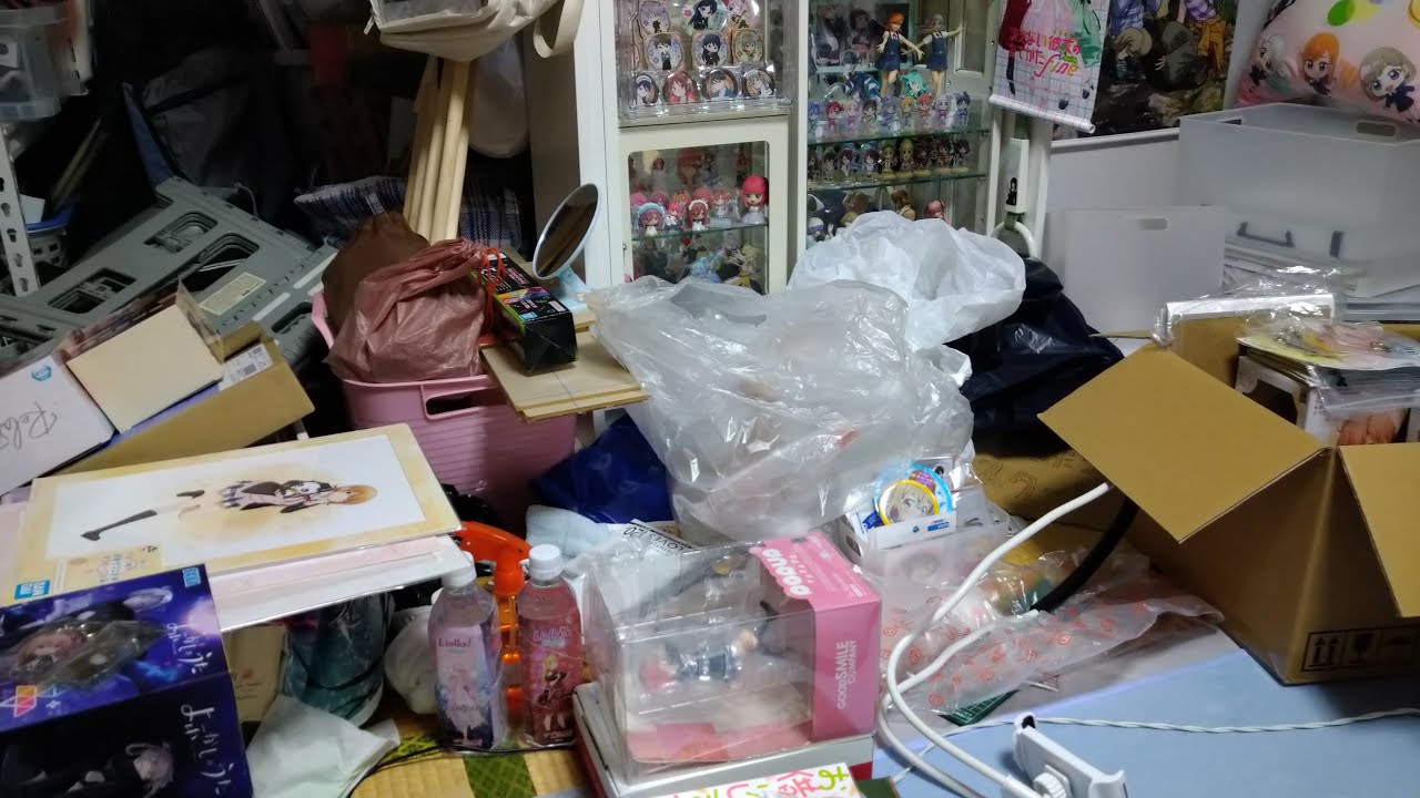 さすがに散らかりすぎなのでアニメグッズ整理掃除を垂れ流し！前編 23:30まで