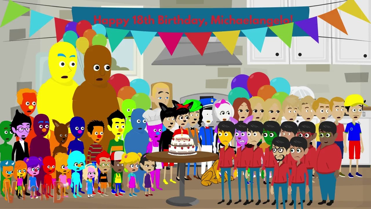 COG, BBW, HX, OG, Gonsins, DE, KE, and RE Ruins Michaelangelo's 18th Birthday/Arrested A Vyond Video