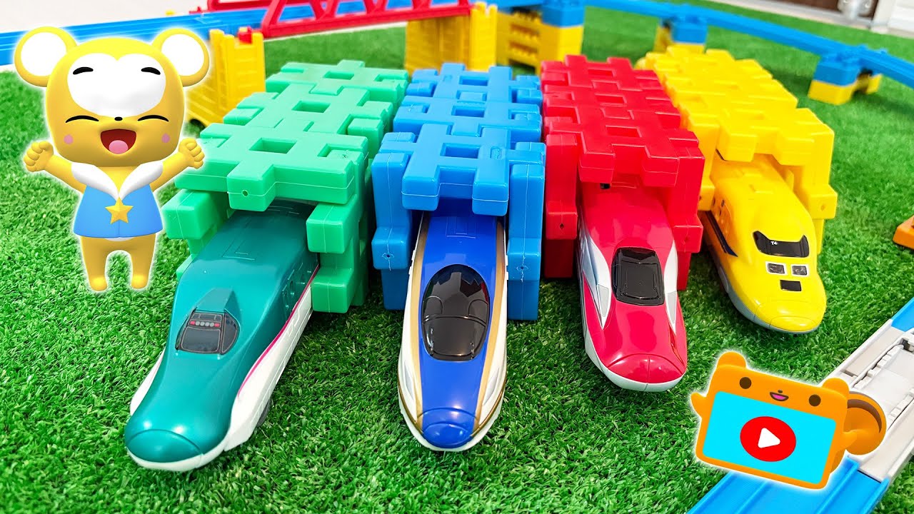 【おもちゃ】ニューブロックでプラレールおかたづけ！トミカ★はたらくくるま・消防車・救急車・パトカー★乗り物 いっぱい 子供向け知育動画★赤ちゃん喜ぶアニメ,Tomica Cars