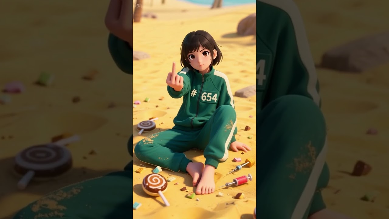 【イカゲーム】型抜き成功後、兵士に中指を立てる最強少女www #shorts #アニメ #パロディ#SquidGame #型抜き