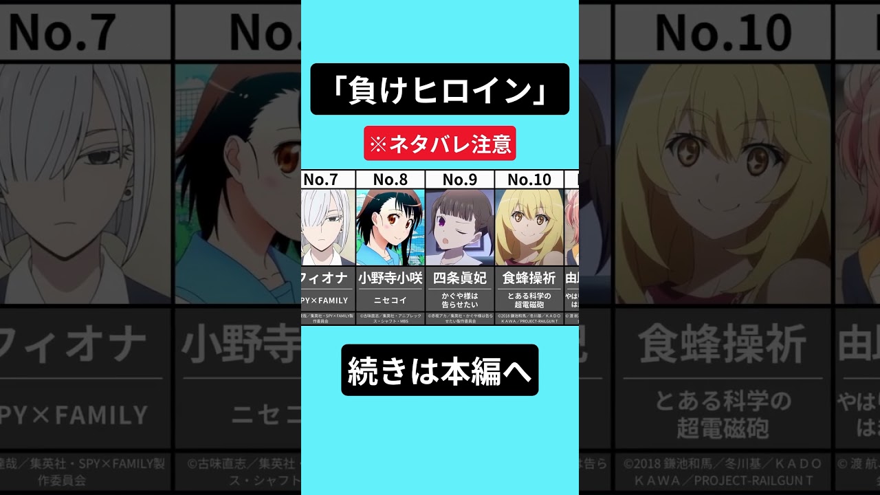 【60選】"負けヒロイン"のアニメキャラを集めてみた！