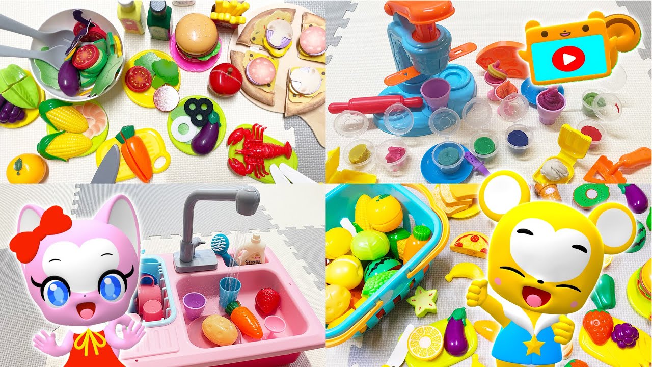 【おままごと】おままごとで遊ぼう！★おもちゃ★りんご、ぶどう、いちご、バナナ、すいか、みかん★子供向け知育動画★生活習慣