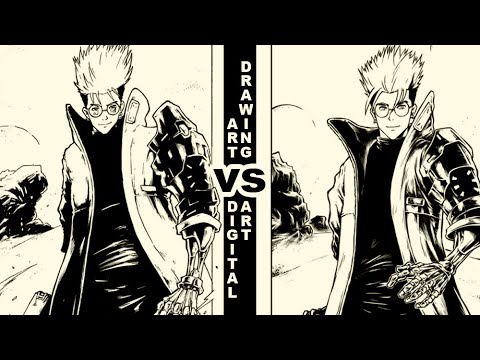 VASH THE STAMPEDE | DRAWING ART VS DIGITAL ART