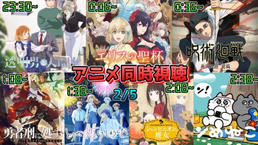 【2/5】アニメ同時視聴実況！【透明男と人間女、エリスの聖杯、呪術廻戦、勇者刑に処す、どうせ、恋してしまうんだ。、シャンピニオンの魔女、ンめねこ】2026年冬アニメ 感想・考察・評価・リアクション