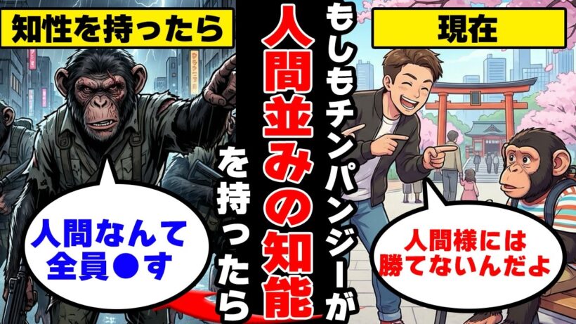【ダーウィン事変】もしも"人間並みの知能を持つチンパンジー"が現れたら、世界はどうなるのか！？人間社会のヤバすぎる矛盾が明らかに...！