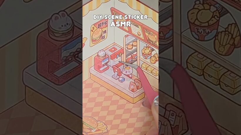 【ASMR】3Dシールでハンバーガー屋を作る🍔｜DIY SCENE STICKER
