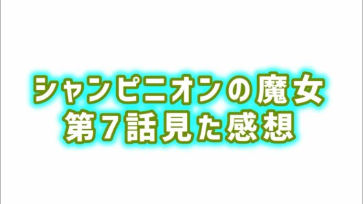 【2人にしか分かり合えないこと】シャンピニオンの魔女第7話見た感想