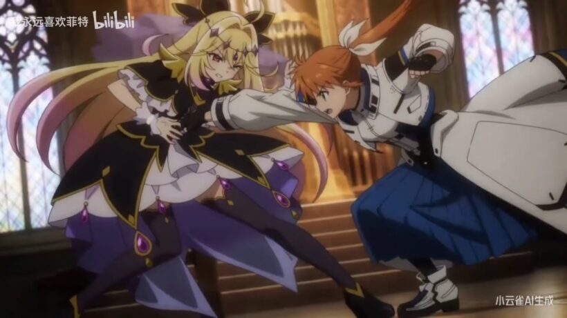 キュアアルカナシャドウと高町なのはが戦う。 #名探偵プリキュア #キュアアルカナ #アニメ #ai #anime#魔法少女リリカルなのは