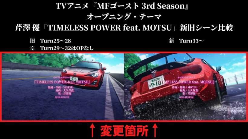 TVアニメ『MFゴースト 3rd Season』オープニングシーン新旧比較