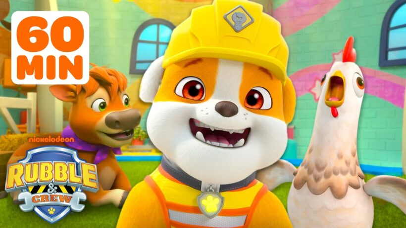 Rubble's Biggest Builds w/ Animal Friends! 🐶🐮 | 1 Hour | Rubble & Crew