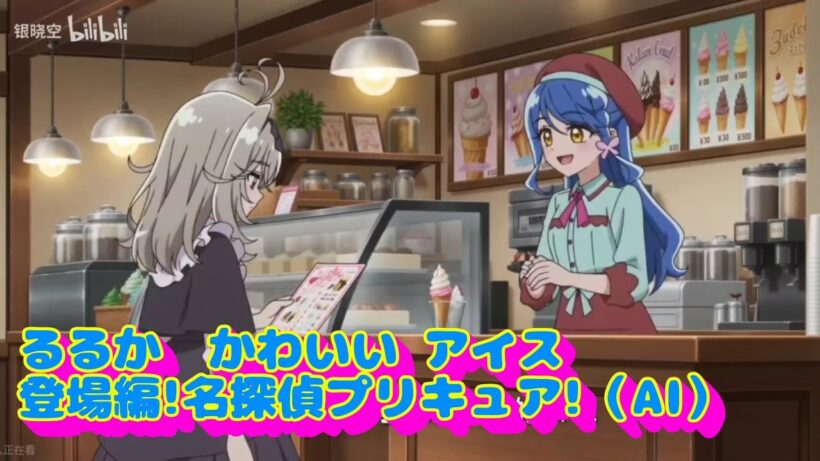るるか　かわいい　アイス　登場編！　名探偵プリキュア！（AI）16:9ver#名探偵プリキュア #ai #アニメ キュアアルカナシャドウ変身比較#たんプリ