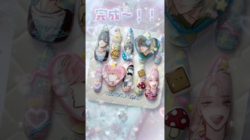 最後に秘密が🥳多聞くん今どっち！？福原多聞🩷推しが我が家にやってきた!佐久間葵💙痛ネイル完成動画です✨️#痛ネイル #推し活 #多聞くん今どっち #描いてみた #手描き #キャラネイル