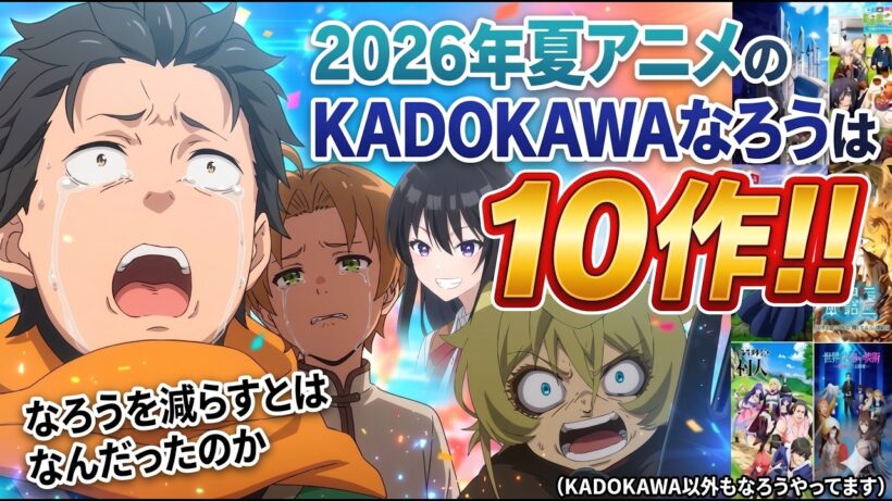 【3か月で10作!】2026年夏アニメのKADOKAWAなろうは「10作」とかいう異常事態…減らす話はどこ行った？【厳密な定義は「web小説原作」「KADOKAWAグループ出版社原作」のアニメ化作品】
