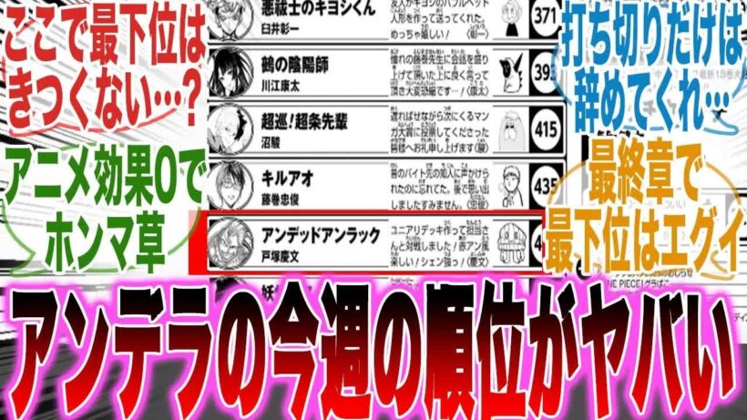 【閲覧注意】掲載順最下位…「最終章で完結間近」にもかかわらず掲載順が最悪のアンデラを語る読者の反応集【アンデラ】【222話】【漫画】【考察】【アニメ】【最新話】【みんなの反応集】