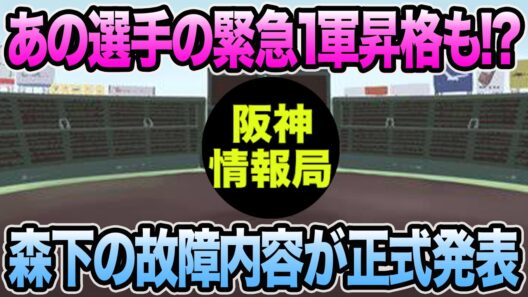 【あの選手の緊急1軍昇格も!?】森下の故障内容が正式に発表.. 色々動きそうな件について【阪神タイガース】