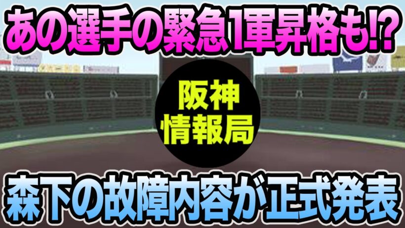 【あの選手の緊急1軍昇格も!?】森下の故障内容が正式に発表.. 色々動きそうな件について【阪神タイガース】
