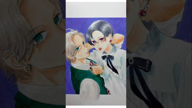うるわしの宵の月3巻の表紙をコピックで描いてみました🎨　#うるわしの宵の月 #コピック #アニメ模写 #市村琥珀 #滝口宵