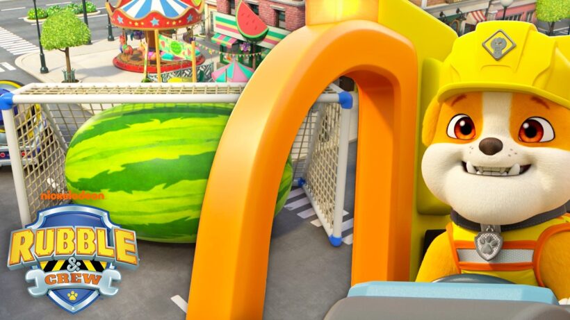 Rubble Plays Construction Vehicle Soccer! ⚽ w/ Mix, Charger, & Wheeler | Rubble & Crew